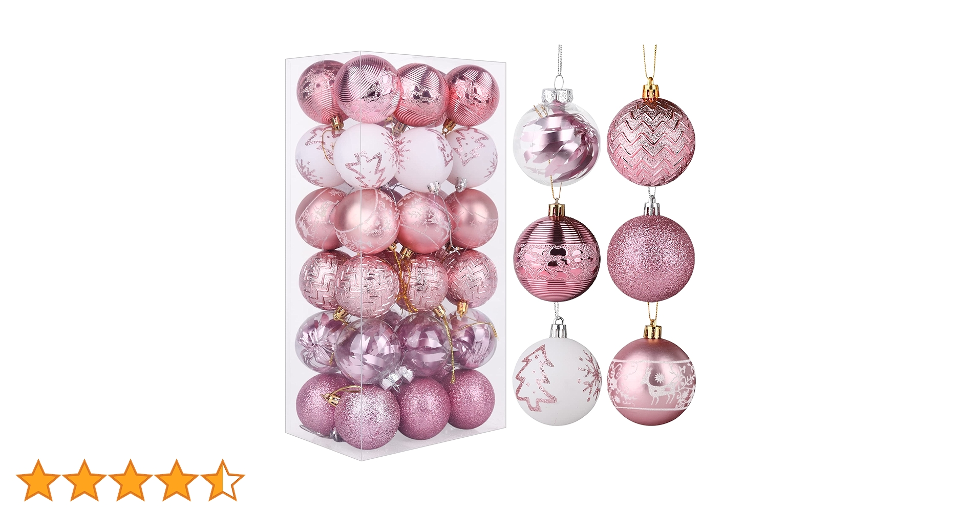 クリスマスオーナメント　グラスボール　手描き　ルリジューズ　ピンク クリスマスオーナメント グラスボール 手描き ルリジューズ